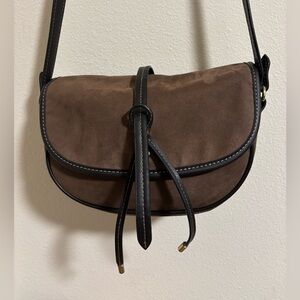 London Fog Crossbody Mink Suede Bag